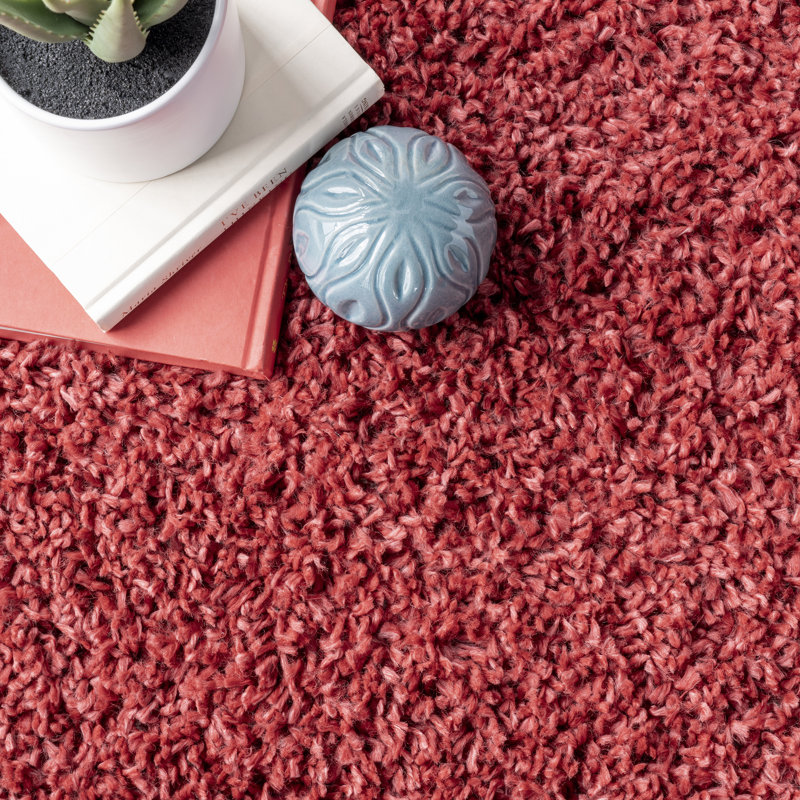 Abbiss Power Loom Red Rug, Rectangle 2'8" x 6'