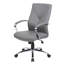 Fauteuil de direction pivotant Roe, similicuir gris à haut dossier, métal chromé-118318893