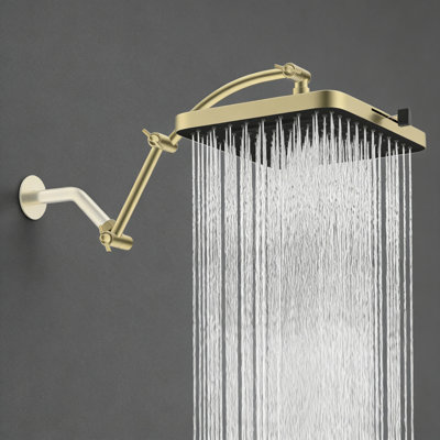13'' High Pressure Rainfall Square 5 Spray Mode Showerhead With 16" Shower Head Extension Arm