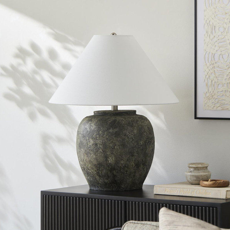 Trini Kiku Table Lamp, White, Charcoal