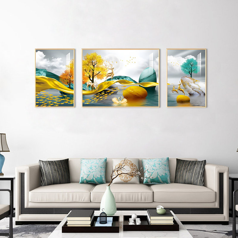 Impression encadrée 3 pièces, H 23,62 po x l 1,18 po x P 62,99 po