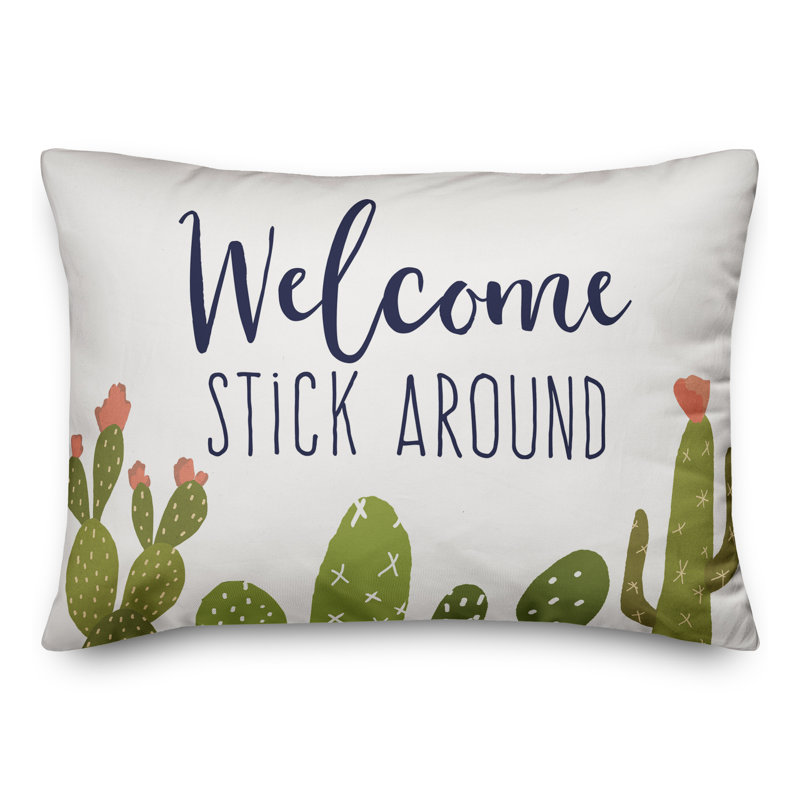 Welcome Stick Around Rectangular Pillow Cover & Insert