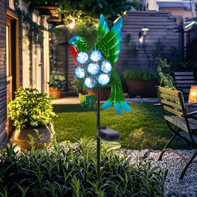 Outdoor Solar Garden Stake,solar Hummingbird Stake,flower Led Lights,metal Outdoor Decoration For Garden Yard Outdoors