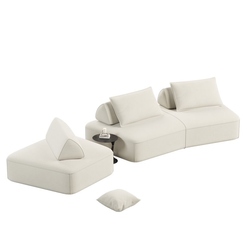 Canapé modulaire surdimensionné de luxe moderne surdimensionné de 139 po beige - Divan moelleux en chenille avec dossiers amovibles
