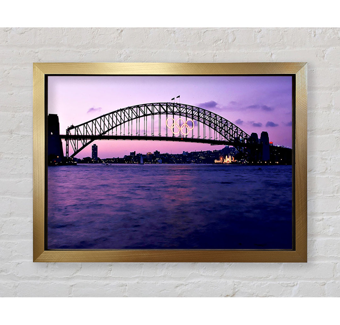 Gerahmtes Wandbild Sydney Harbour Bridge Pink Reflections