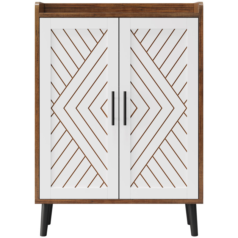 Armoire de rangement pour chaussures 20 paires à 5 niveaux avec portes, Brun / Blanc