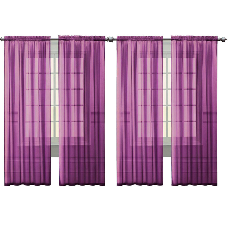 Rideau transparent en polyester Milania, Mauve foncé