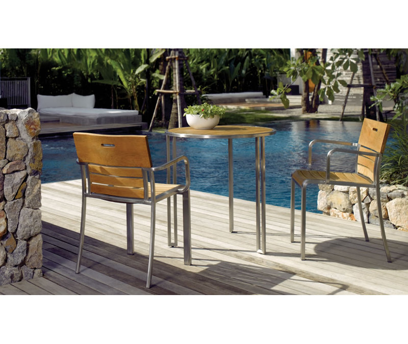 Grace Outdoor Round Bistro Table, Smooth Black