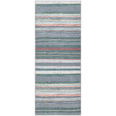 Tapis contemporain Abidur vert-ivoire