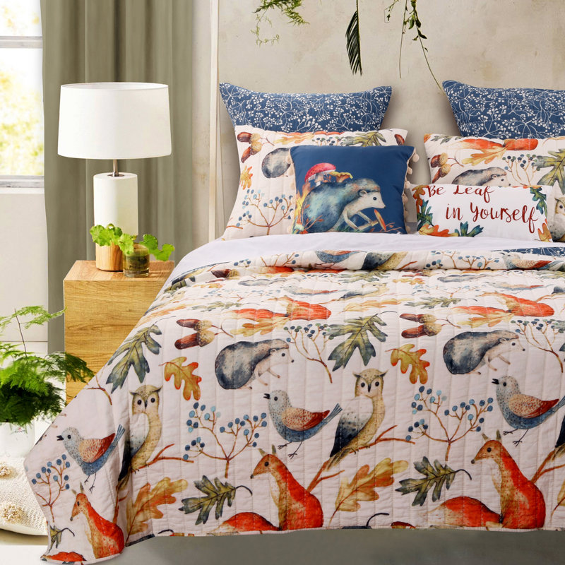 Willow Twin Blue Microfiber Reversible Quilt Set