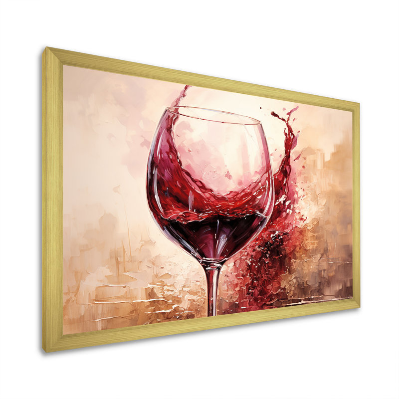Cabernet Curve I - Vin, art mural encadré, salon, H 30 po x l 40 po x P 1,5 po, Cadre doré simple
