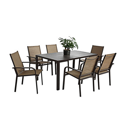 7 Pieces Patio Dining Set Outdoor Furniture Table And 6 PVC-coated polyester Chairs