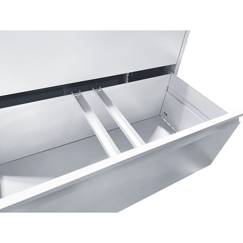 Classeur à 4 tiroirs, classeur avec serrure, armoire de rangement pour le salon, Blanc