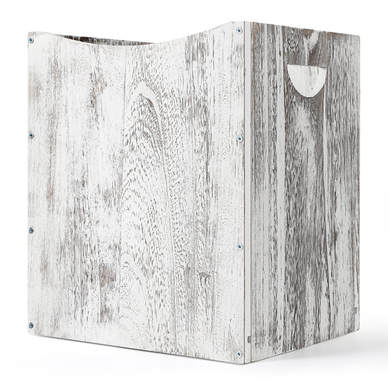 Poubelle en bois rustique Gallon, Blanc / Brun