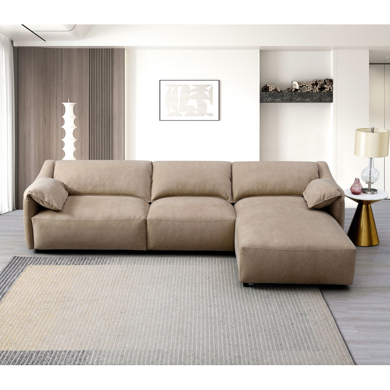 Canapé modulaire en suède brun clair Veata