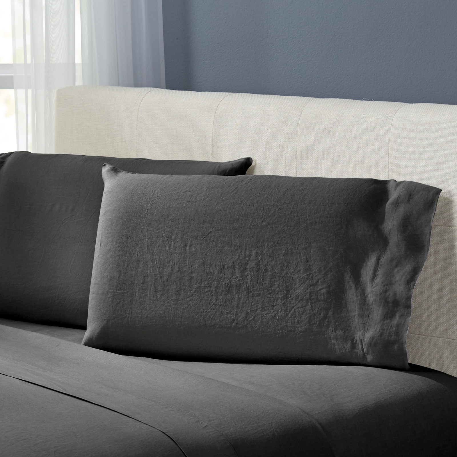 Frazier Linen Pillowcase, Slate Gray