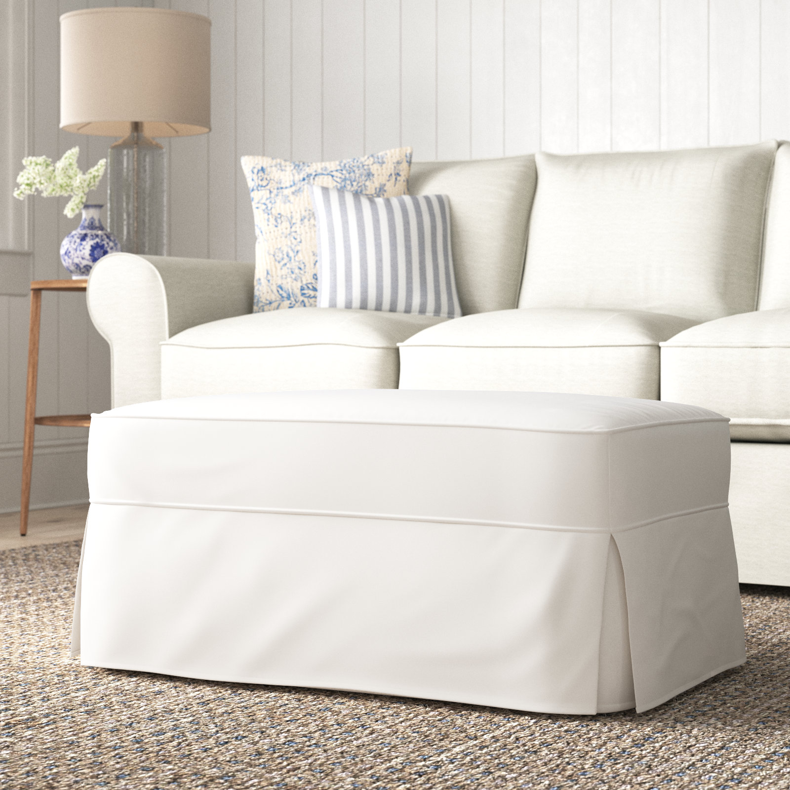Taylor 34" Ottoman, Bayou Off White Canvas