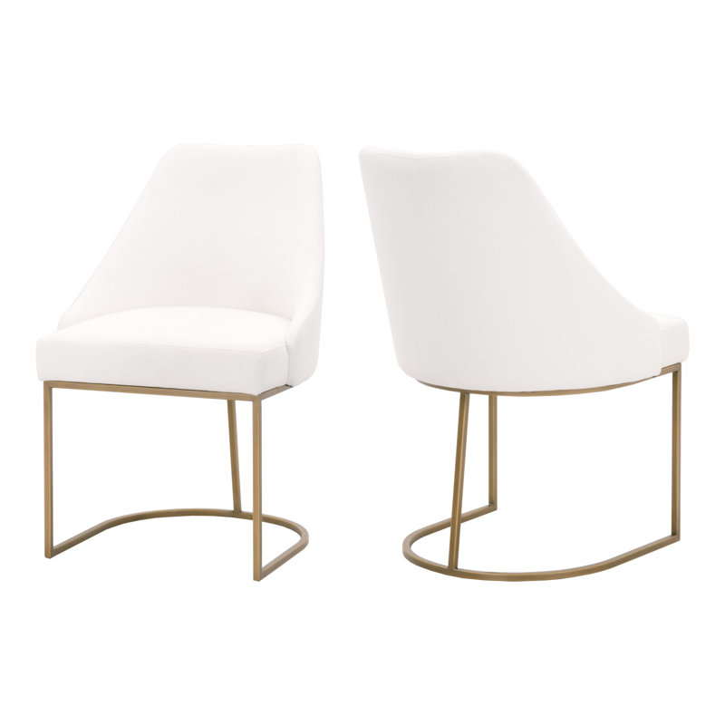 Chaise d'appoint rembourrée Bak, Acier inoxydable doré brossé, Perle de Peyton LiveSmart
