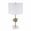 Lampe de table avec tranche en agate et abat-jour tambour blanc