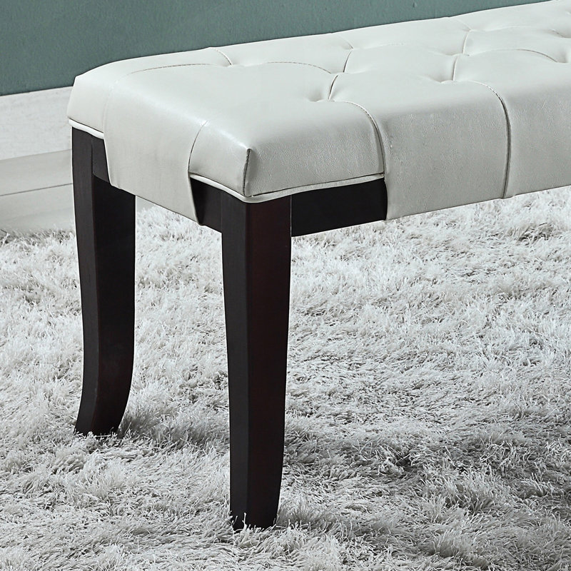 Tufted Bench, Upholstered Bench, Blanc