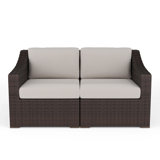 Martha Stewart Bedford Outdoor Modular Rattan Wicker Loveseat With All-Weather Cushions
