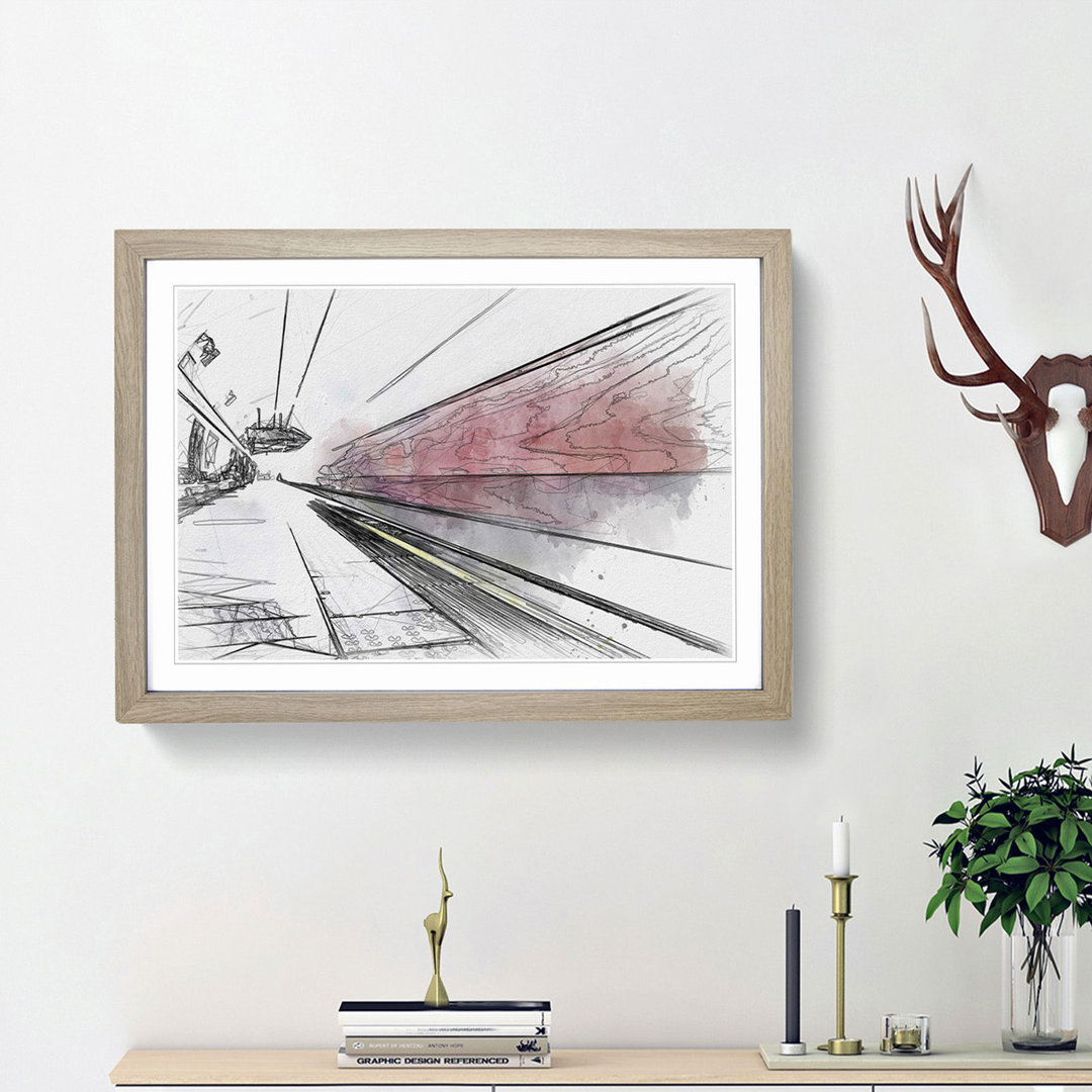 The Blur of the London Underground in Abstract - Picture Frame Drawing Print