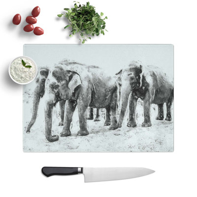 Glass Elephants in Sri Lanka Chopping Board