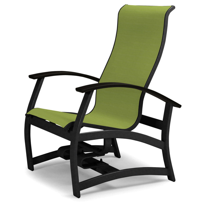 Askar Powder Coated Aluminum Outdoor Lounge Chair, Black P70, Lime 38D Sunbrella®, Textured Black