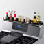 Support à épices, tablette supérieure pour cuisinière magnétique, support à épices au-dessus du poêle, réglable 15 à 30 po, noir mat