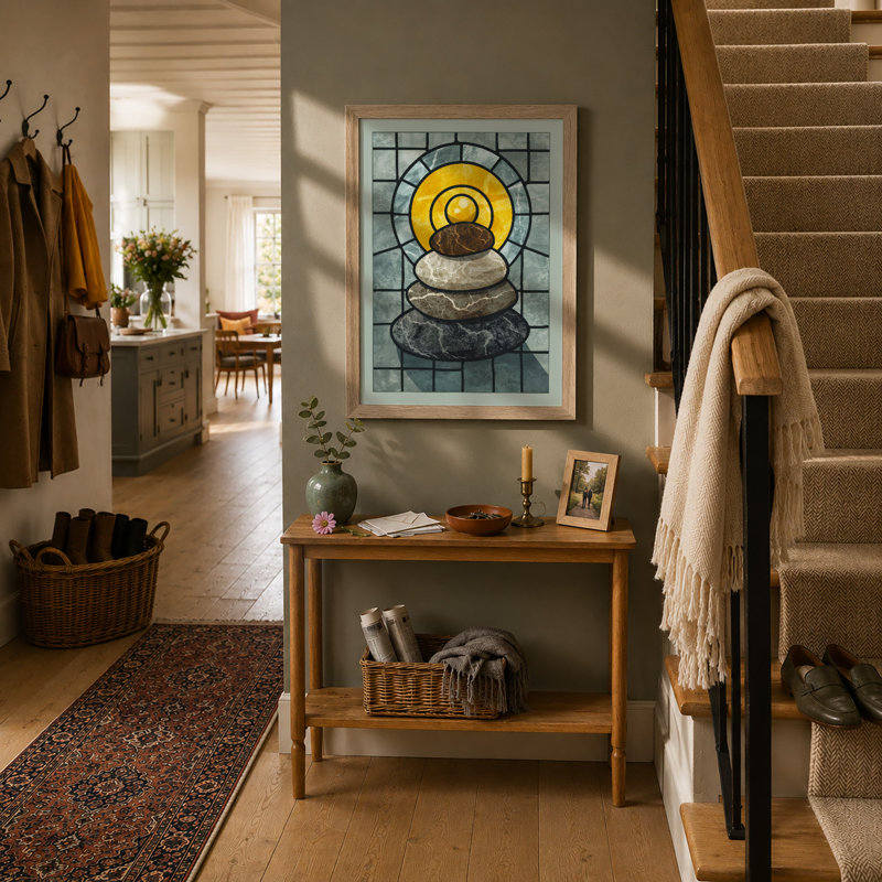 Contemplative Saint In Glass Religious - Print, A1 - 84.1 x 59.4 cm, Oak