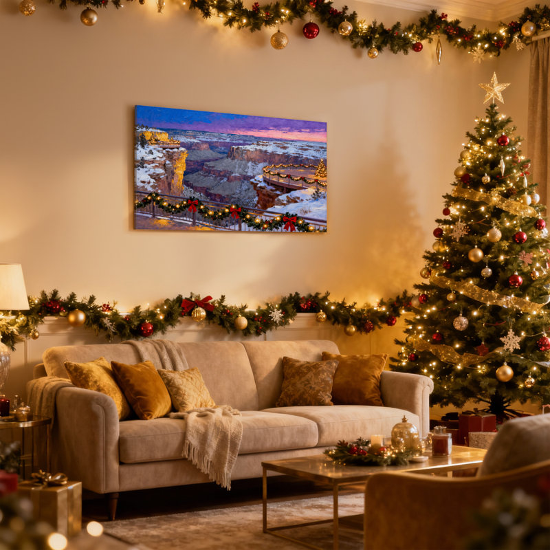 Ensemble de 3 reproductions d'art sur toile, décorations de Noël, H 20 po x l 30 po