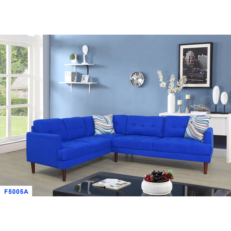 Canapé et chaise, 32 po H x 94 po L x 75 po P, Orienté à gauche (vu de face), Lin bleu pierre