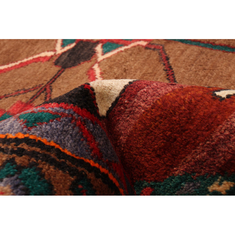 Tapis unique en laine rouge / brun / mauve 5 pi 1 po x 10 pi 2 po Corvin