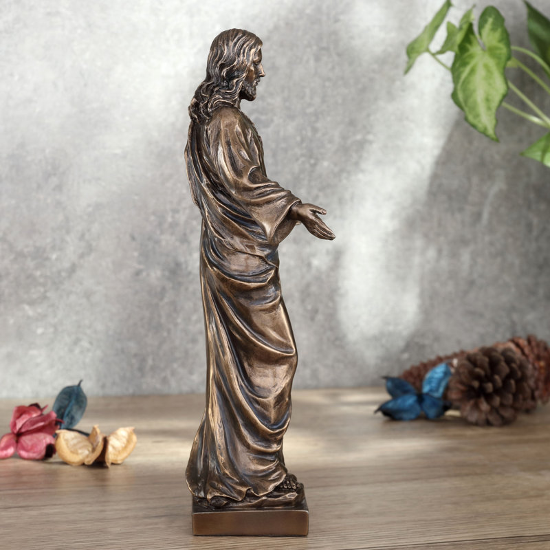 CŒUR SACRÉ DE  AVEC BRAS OUVERTS 10,04 "H (MBZ + COULEUR) Bronze coulé à froid