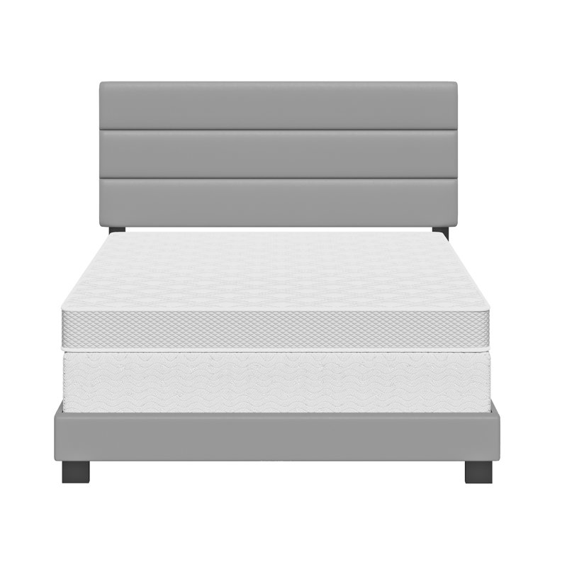 Boyd Sleep Napoli Faux Leather Fabric Upholstered Platform Bed Frame w/Adjustable Headboard, no Noise Strong Wood Slat Support, Box Spring/Foundation Required, Easy Effortless Assembly,