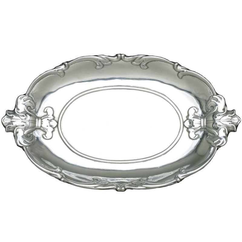 Elegant Aluminum Fleur-De-Lis Oval Serving Tray