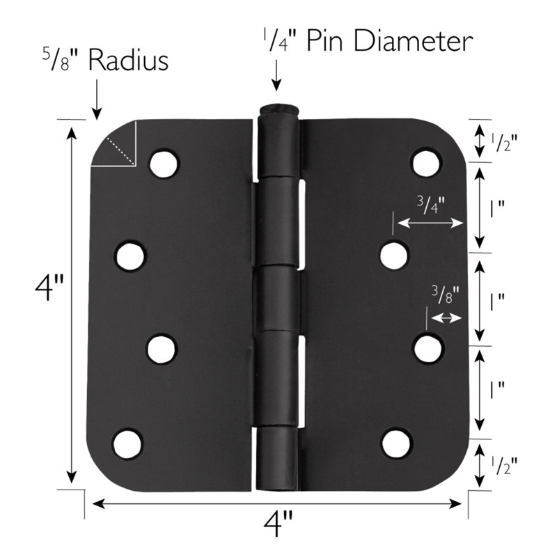Design House 189522 Door Hinges For Interior Doors 6-pack 4-inch X 4-inch – Rounded 5/8-inch Radius Steel Door Hinge – Antique Brass – Fits Standard Doors