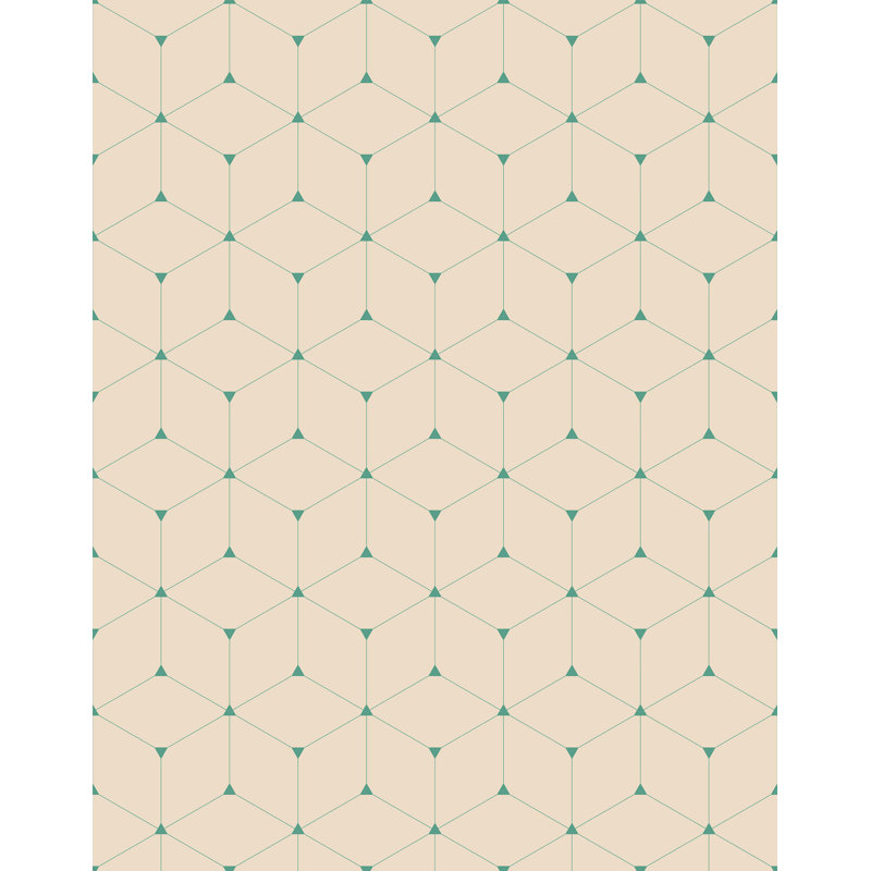 Swampscott Cube Geometric Wallpaper, Beige