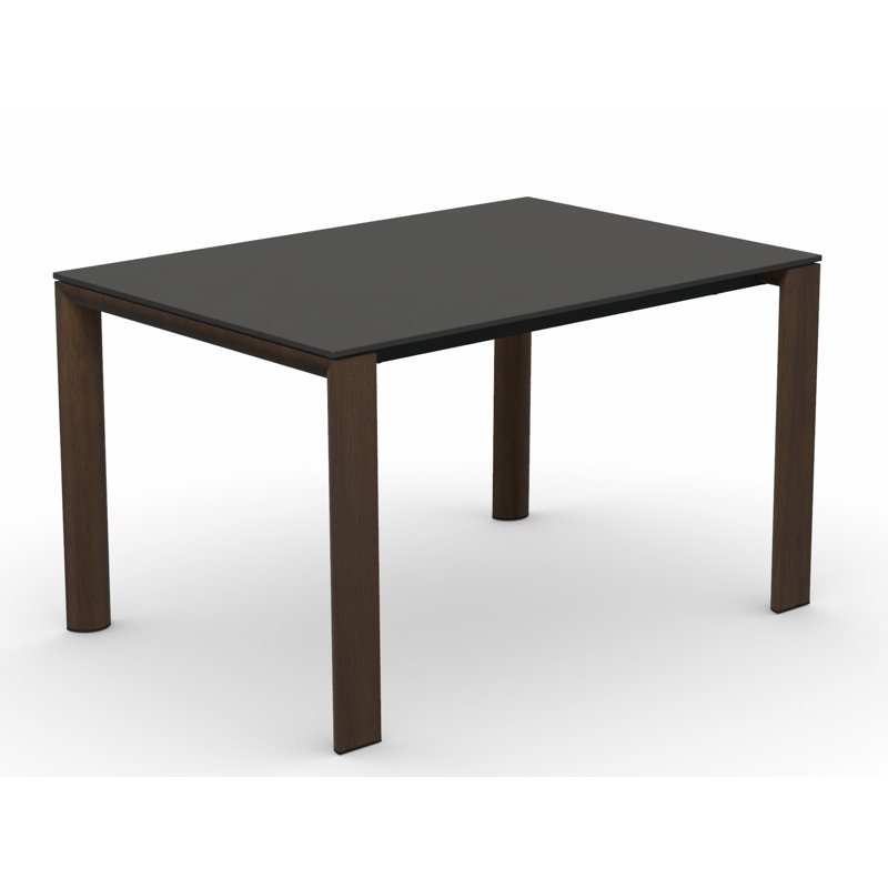 Dorian Extending Table with Wooden Legs and Ceramic Top, 70.88" L x 35.5" W, Bleached Beech/Matt Taupe, Stone Gray/Graphite