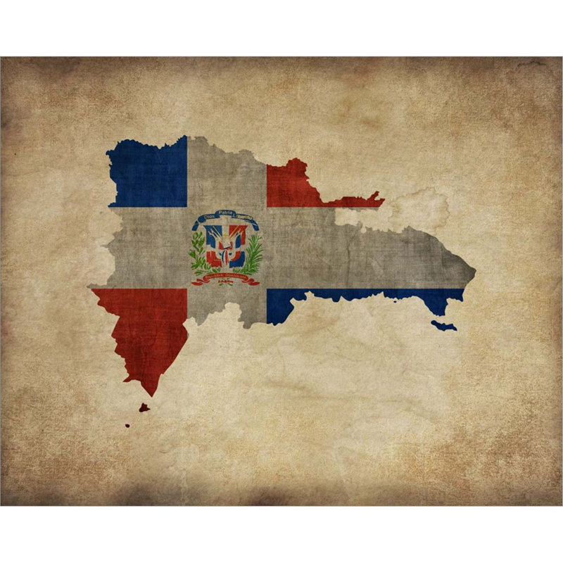 Carte avec superposition de drapeau de la République Dominicaine par Take Me Away, art mural sur toile