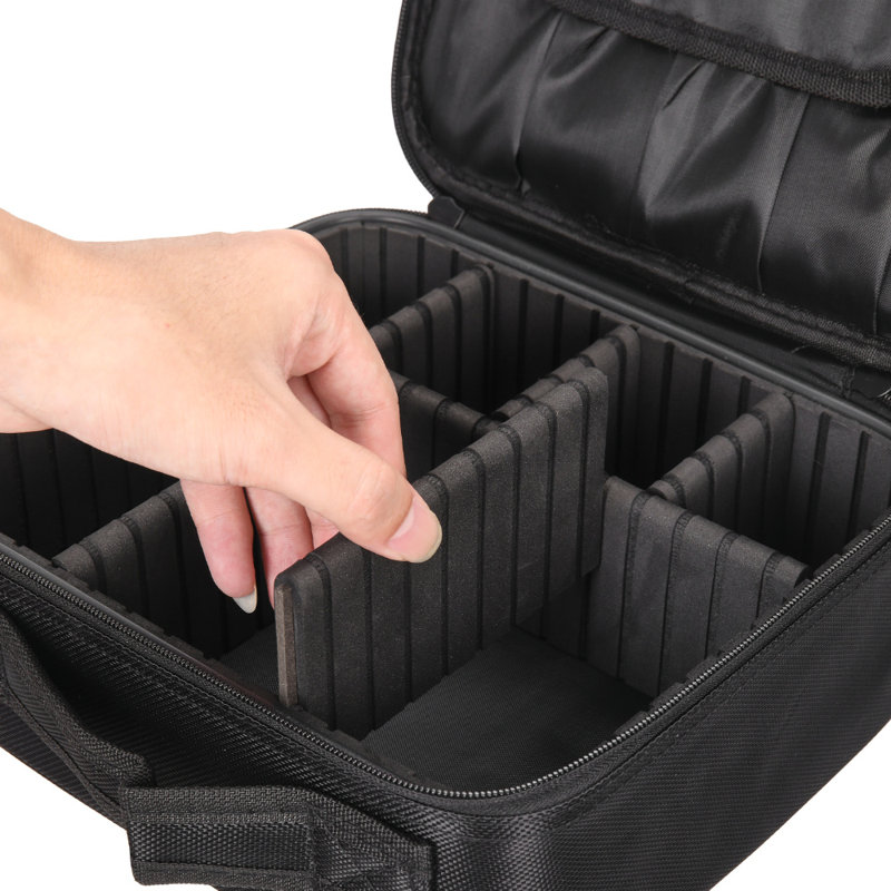 Nashwa Fabric 7 Compartment Makeup Organizer, Black