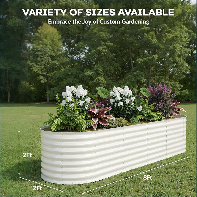 Metal Raised Garden Extension Kit, 45.7 H × 243.8 W × 61 D (cm), Beige