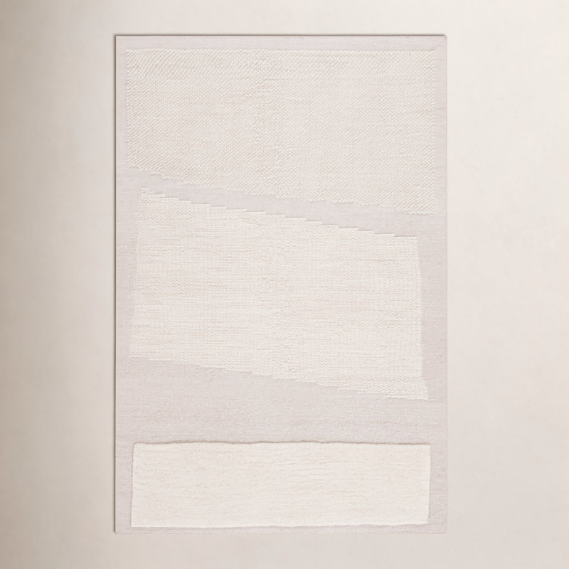 Mullen Flatwoven Wool Ivory Rug, Rectangle de 5 pi x 8 pi