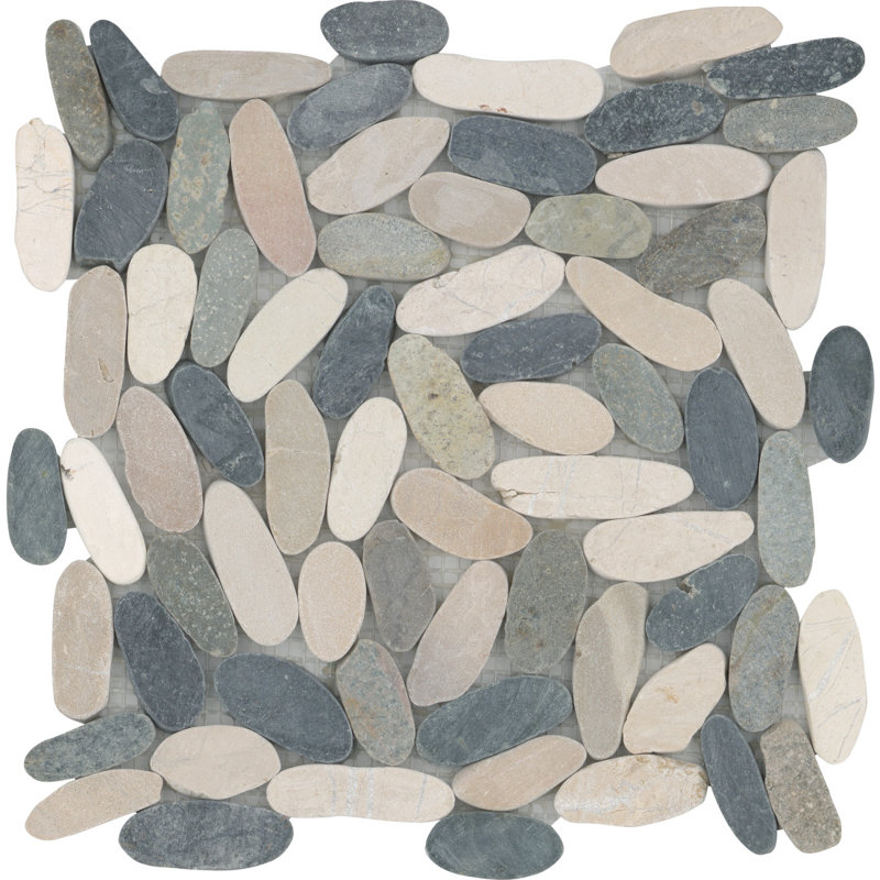 Venetian Pebbles Flt 4 Color 12 in. x 12 in. Satin Pebbles Floor and Wall Tile (10.66 sq. ft./Case), Color Blend