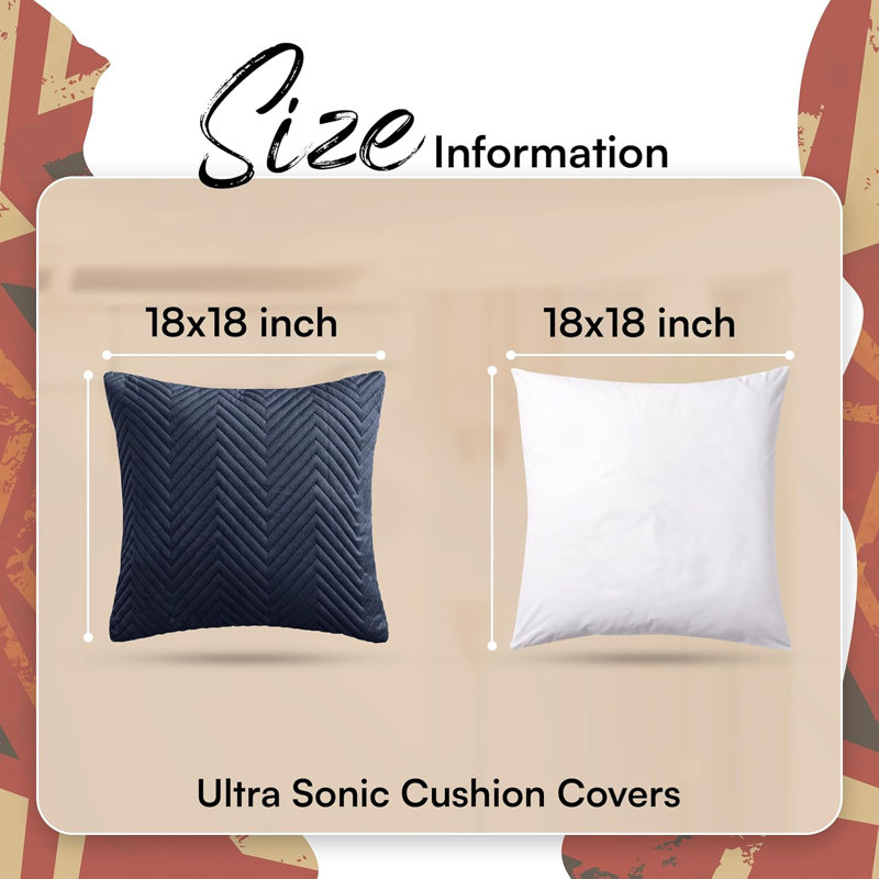 Ultra Soft Embossed Quilted Velvet Throw Cushion Covers for Sofa, Couch, & Bedroom Décor - Hidden Zipper, Machine Washable & Crushed Velvet