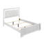 Lit simple blanc moderne Blaze, rembourré avec tête de lit à DEL, structure en bois, gris acier ou tissu blanc, style, éclairage ambiant réglable de la tête de lit, en similicuir, structure