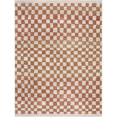 Briawood Checkered Beige Area Rug