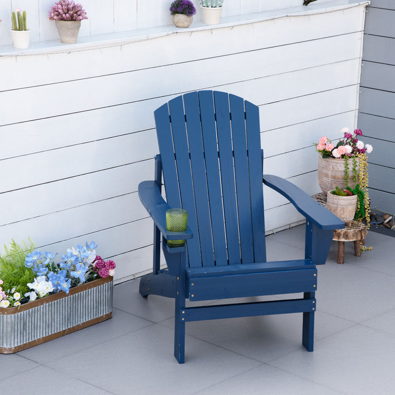Chaise Adirondack classique en bois massif Anayla, Marine
