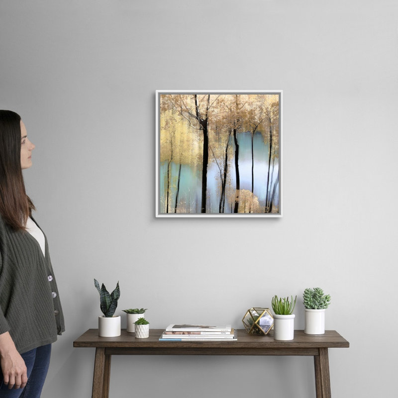 «Pastel Pond» par Alex Hanson - reproduction d'art sur toile, H 22 po x l 22 po x P 1,75 po, Toile encadrée flottée blanche