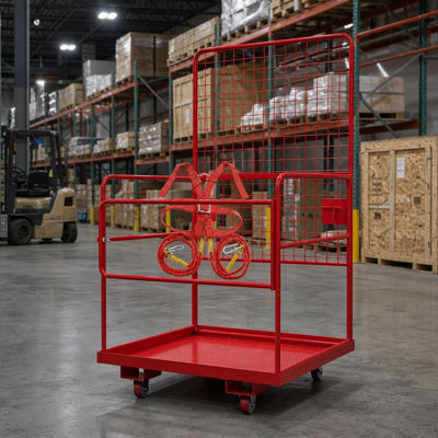 Panier de sécurité pour chariot élévateur, capacité de 1800 lb, pliable 43 po x 45 po, rouge